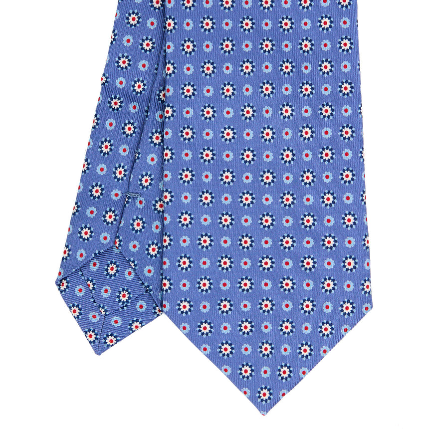 CRAVATTA EXTRA LONG IN SETA STAMPATA AZZURRO POLVERE