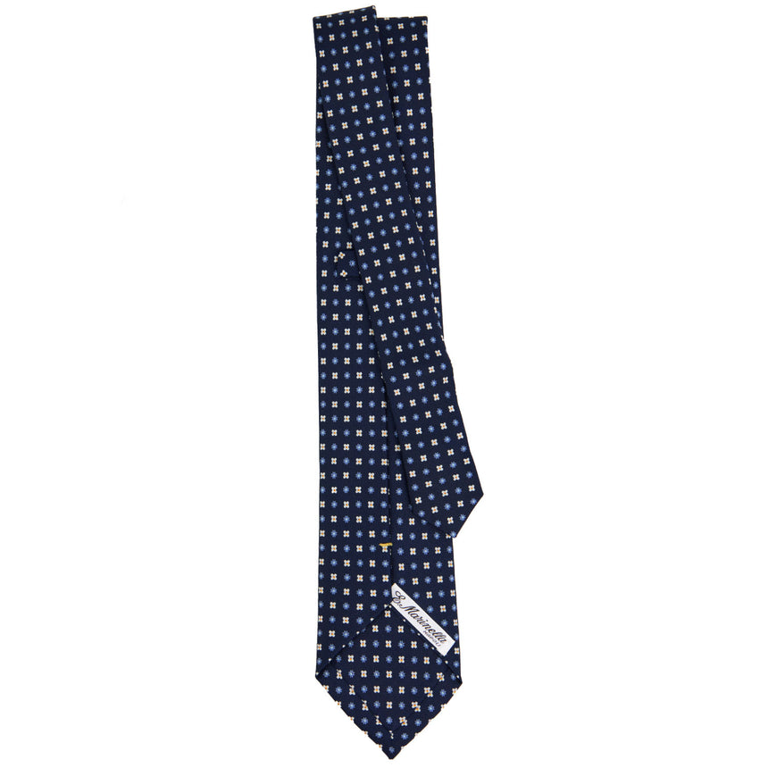 CRAVATTA EXTRA LONG IN SETA STAMPATA BLU SCURO