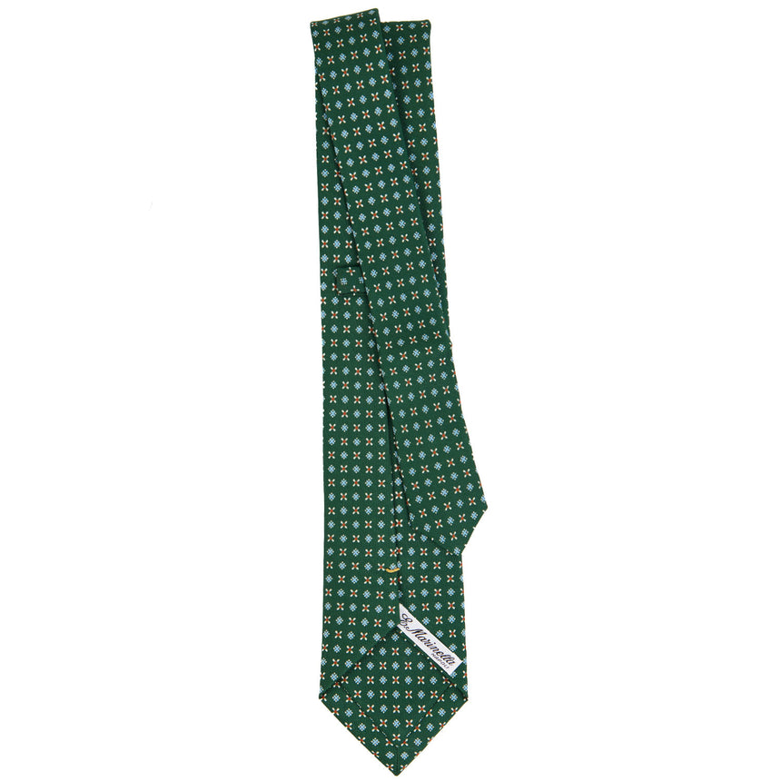 CRAVATTA EXTRA LONG IN SETA STAMPATA VERDE SCURO