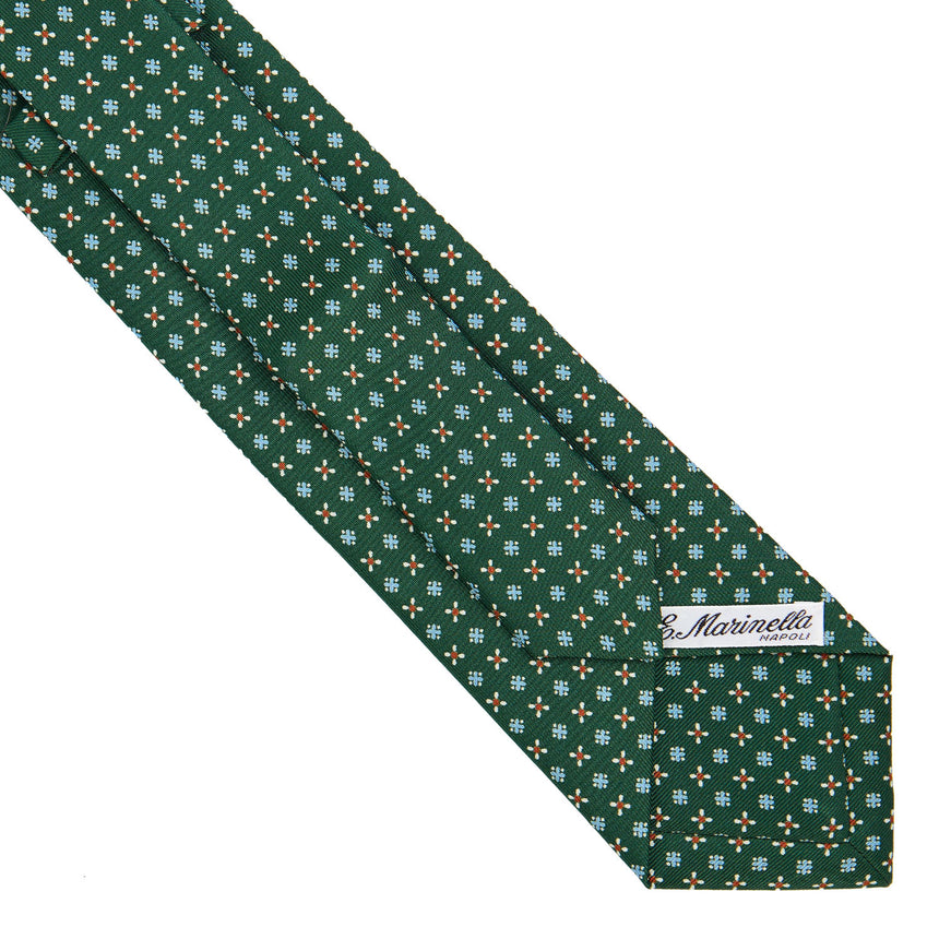CRAVATTA EXTRA LONG IN SETA STAMPATA VERDE SCURO