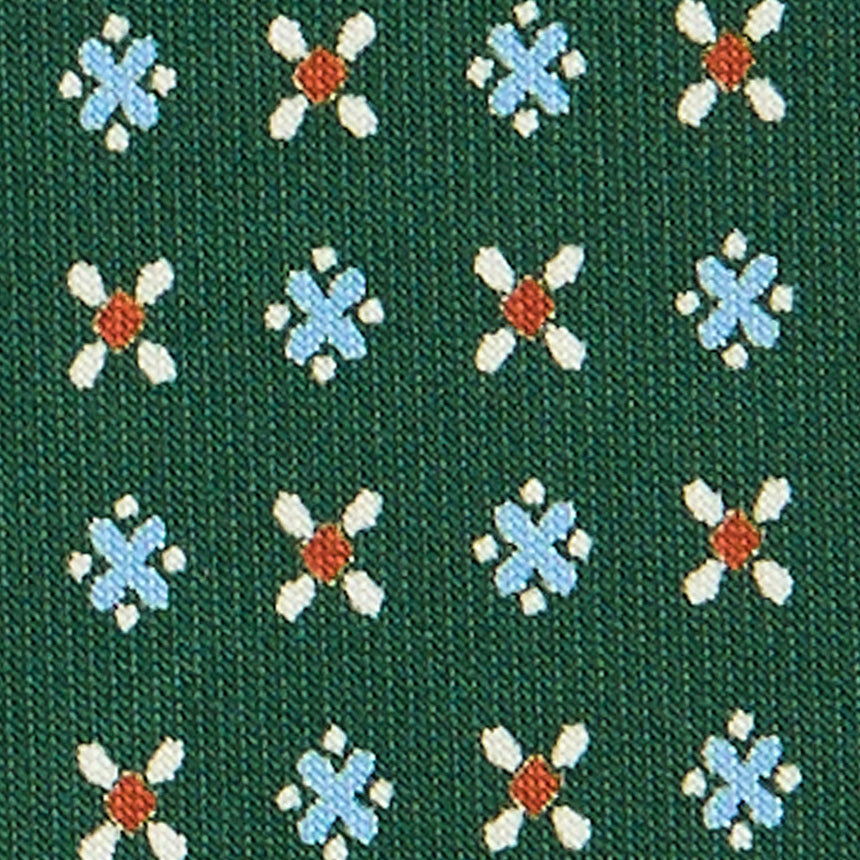 CRAVATTA EXTRA LONG IN SETA STAMPATA VERDE SCURO