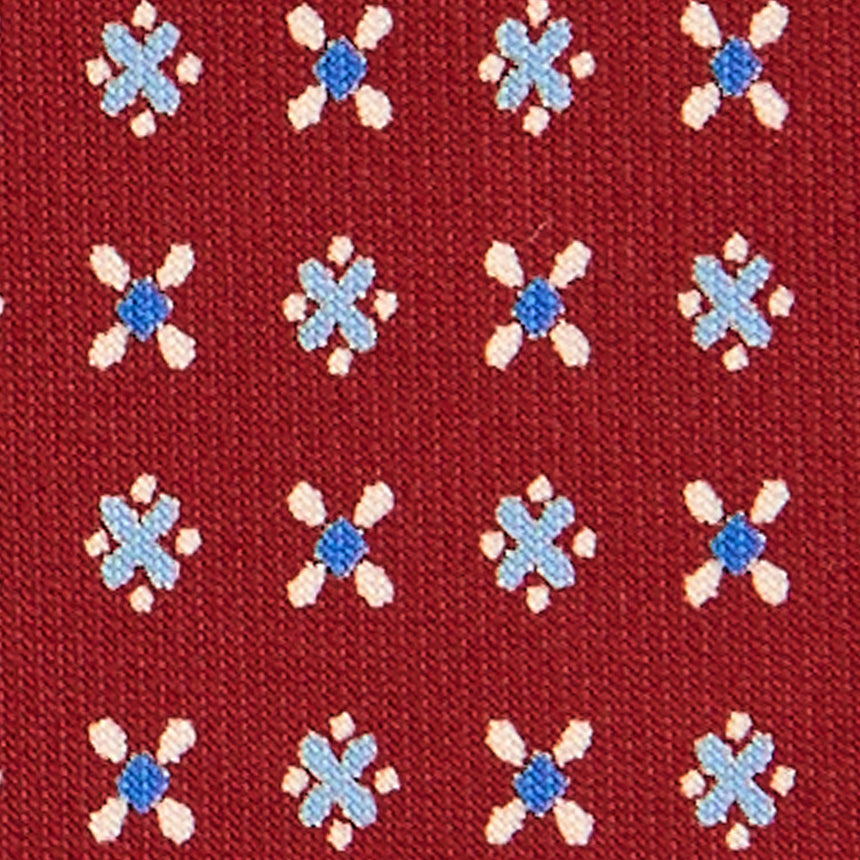 CRAVATTA EXTRA LONG IN SETA STAMPATA BORDEAUX