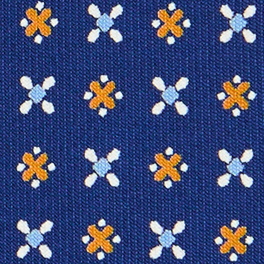CRAVATTA EXTRA LONG IN SETA STAMPATA BLU