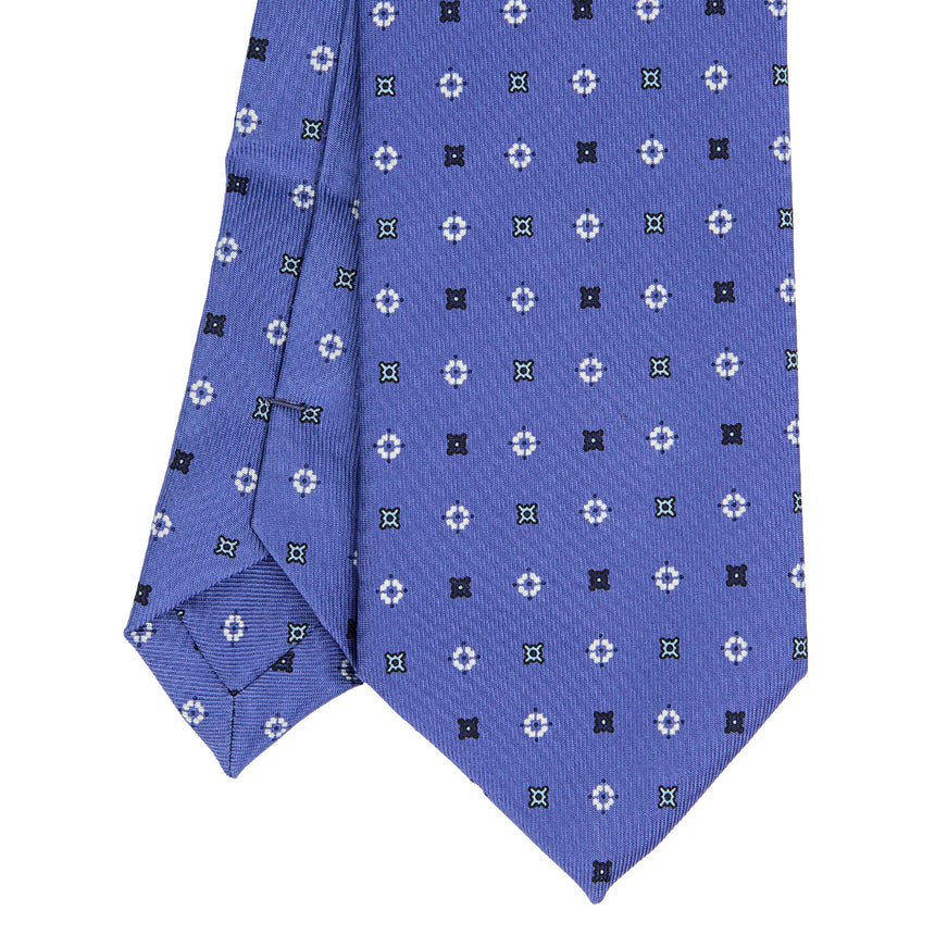 CRAVATTA EXTRA LONG IN SETA STAMPATA AZZURRO POLVERE