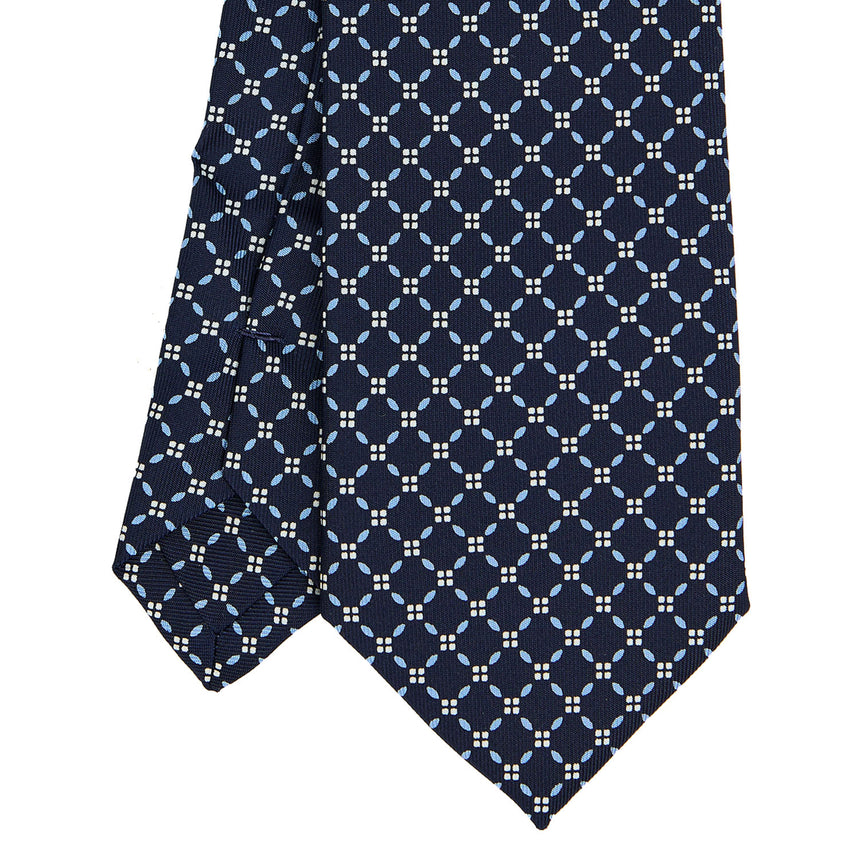 CRAVATTA EXTRA LONG IN SETA STAMPATA BLU SCURO