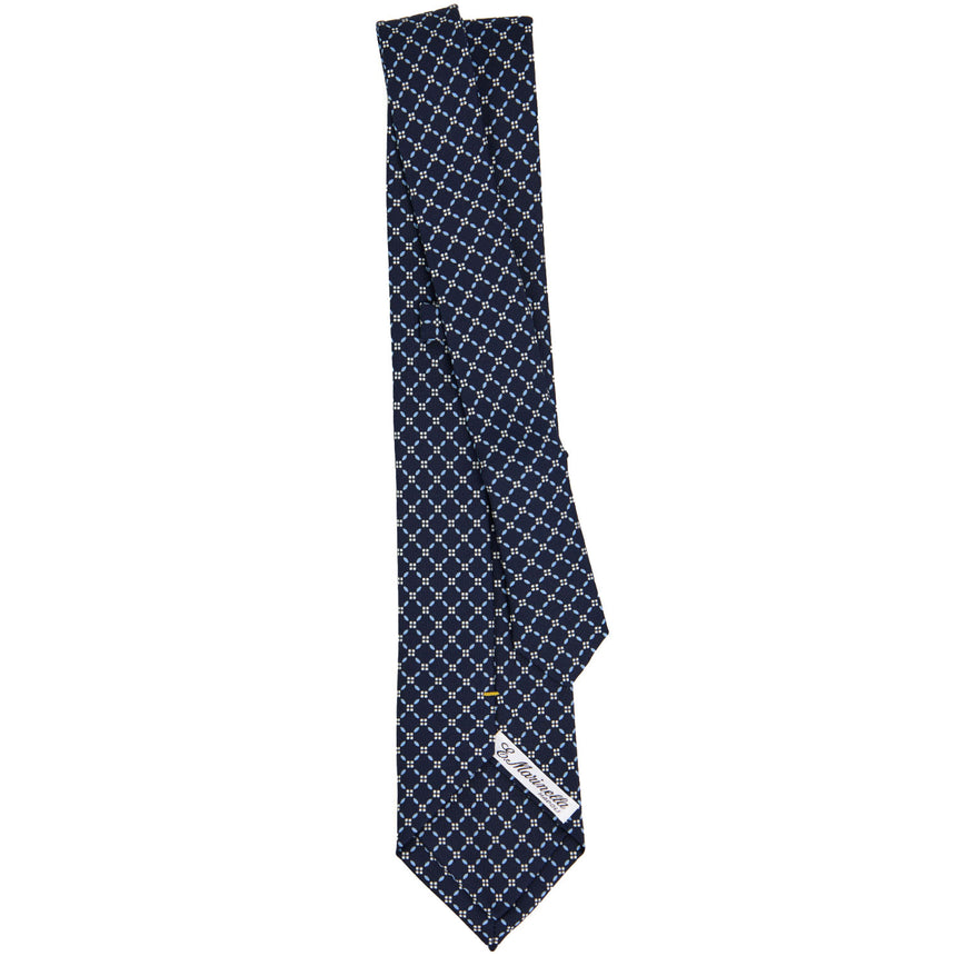 CRAVATTA EXTRA LONG IN SETA STAMPATA BLU SCURO