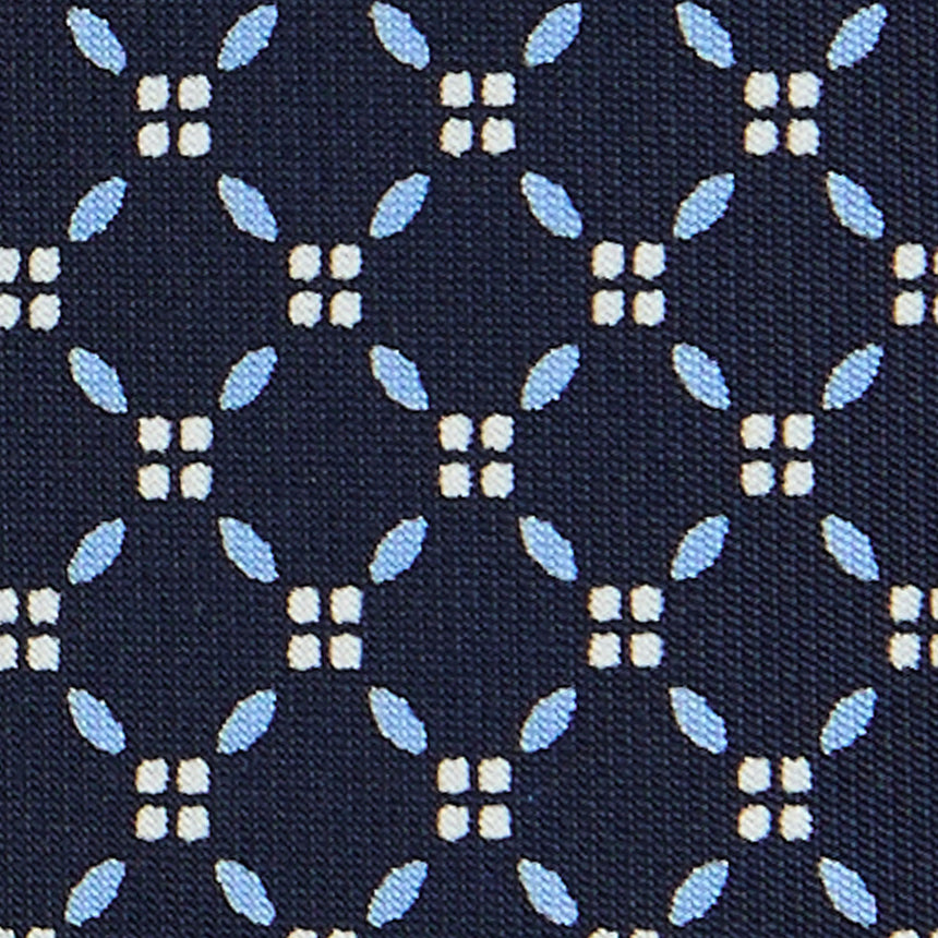CRAVATTA EXTRA LONG IN SETA STAMPATA BLU SCURO