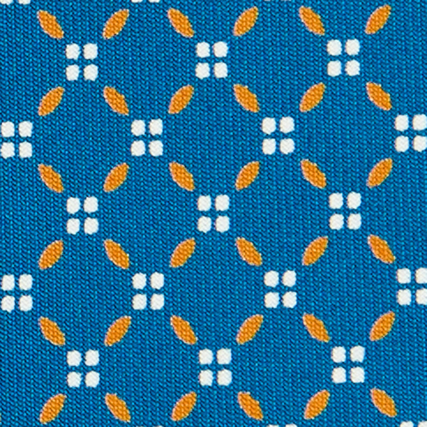 CRAVATTA EXTRA LONG IN SETA STAMPATA BLU MEDIO