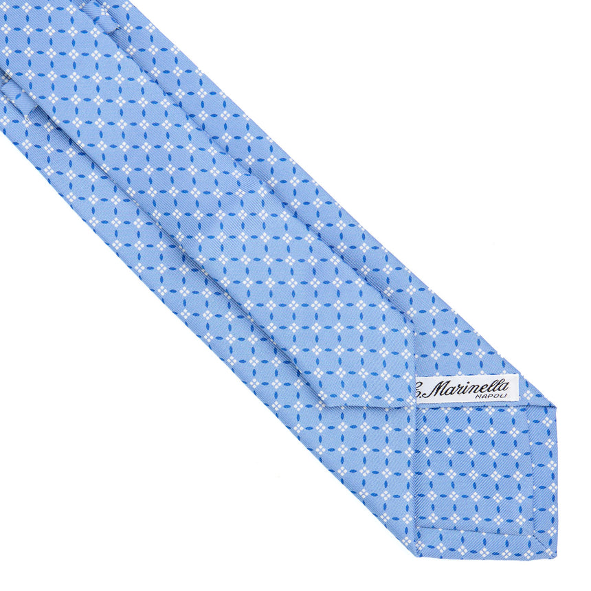 CRAVATTA EXTRA LONG IN SETA STAMPATA AZZURRA