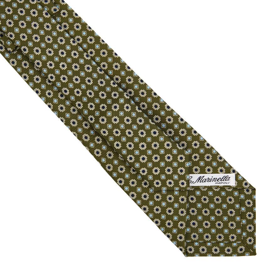 CRAVATTA EXTRA LONG IN SETA STAMPATA VERDE OLIVA