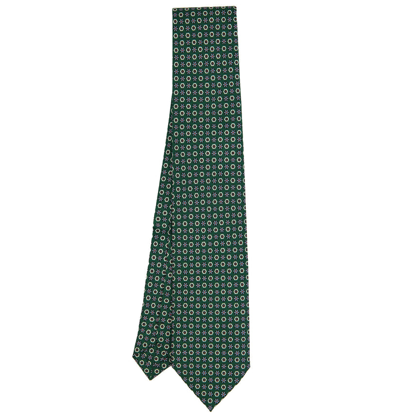 DARK GREEN EXTRA LONG PRINTED SILK TIE