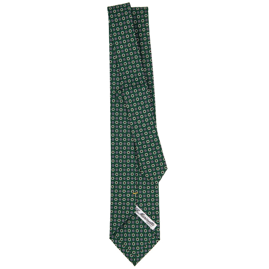 DARK GREEN EXTRA LONG PRINTED SILK TIE