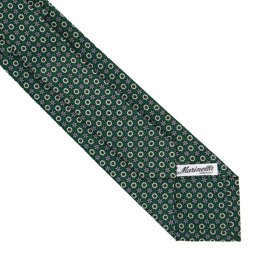DARK GREEN EXTRA LONG PRINTED SILK TIE