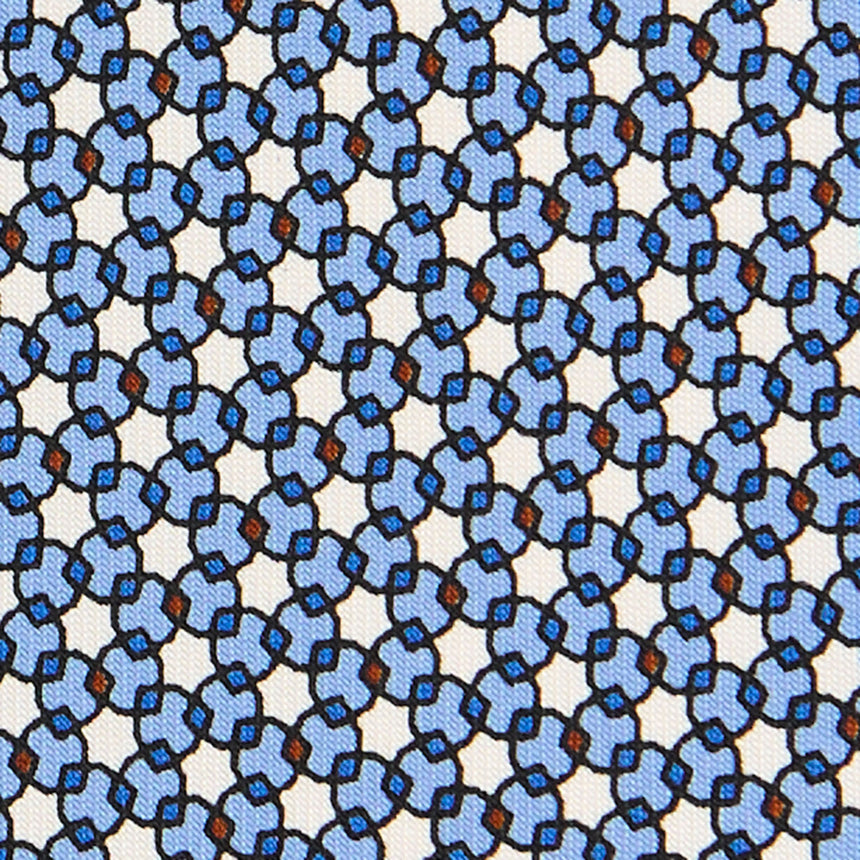 CRAVATTA EXTRA LONG IN SETA STAMPATA AZZURRA