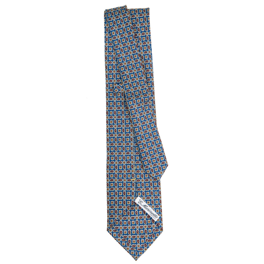 CRAVATTA EXTRA LONG IN SETA STAMPATA BLU