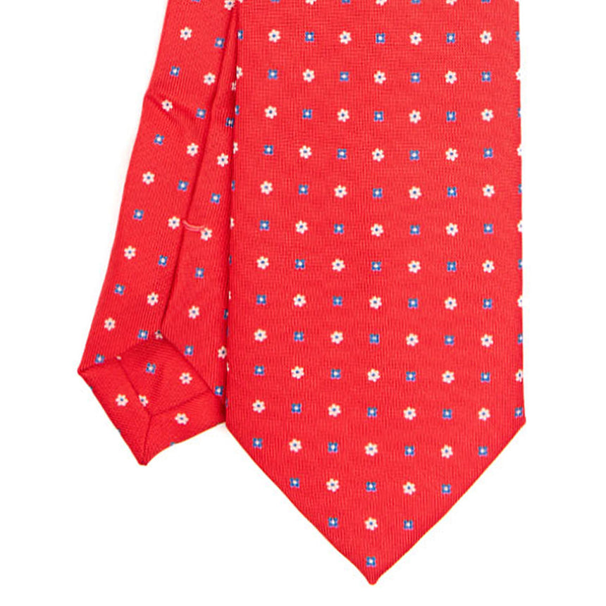 RED EXTRA LONG PRINTED SILK TIE