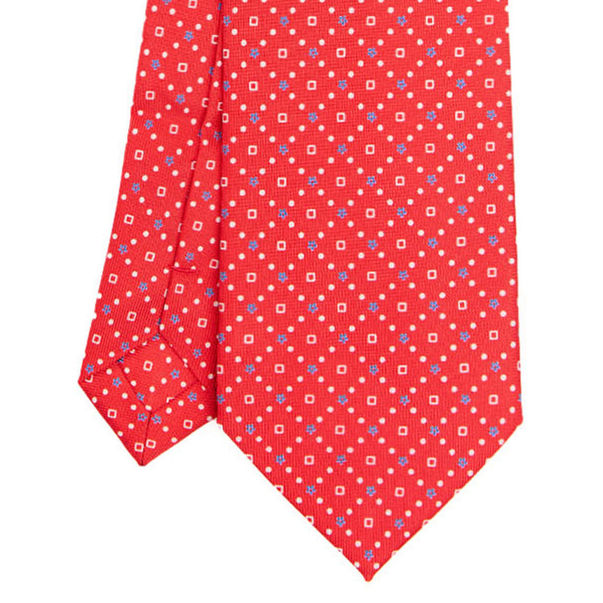 RED EXTRA LONG PRINTED SILK TIE
