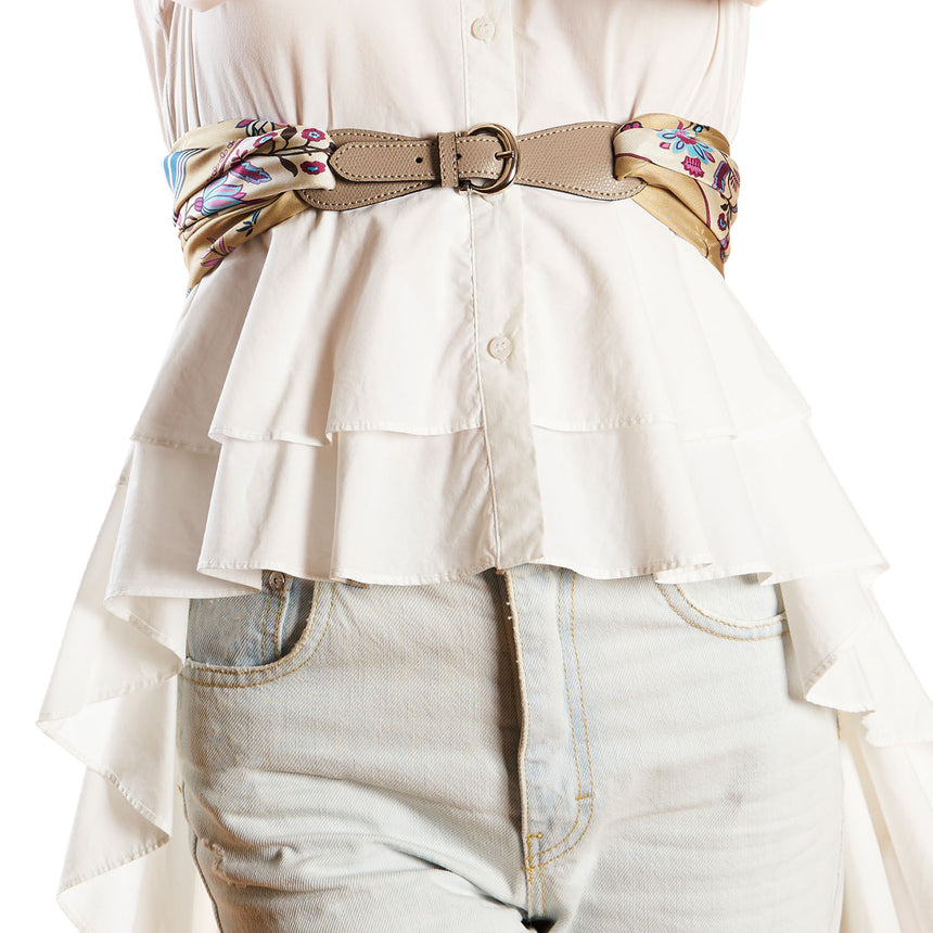 FERMAFOULARD IN PELLE MARRONE CHIARO