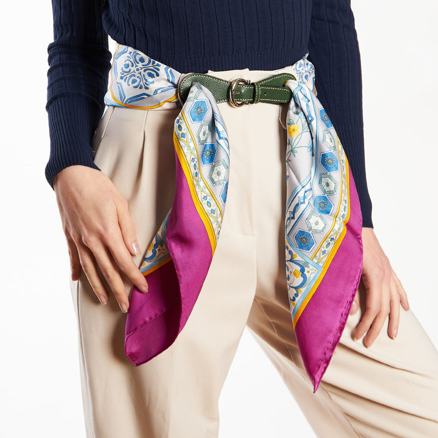 FERMAFOULARD IN PELLE VERDE OLIVA