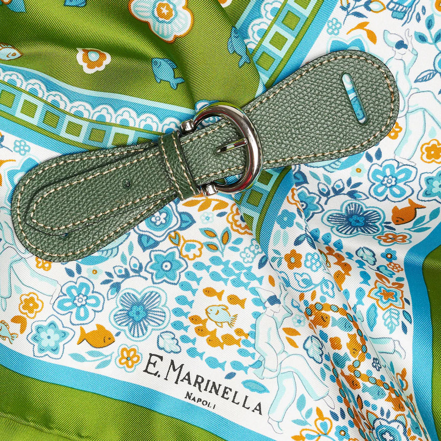 FERMAFOULARD IN PELLE VERDE OLIVA