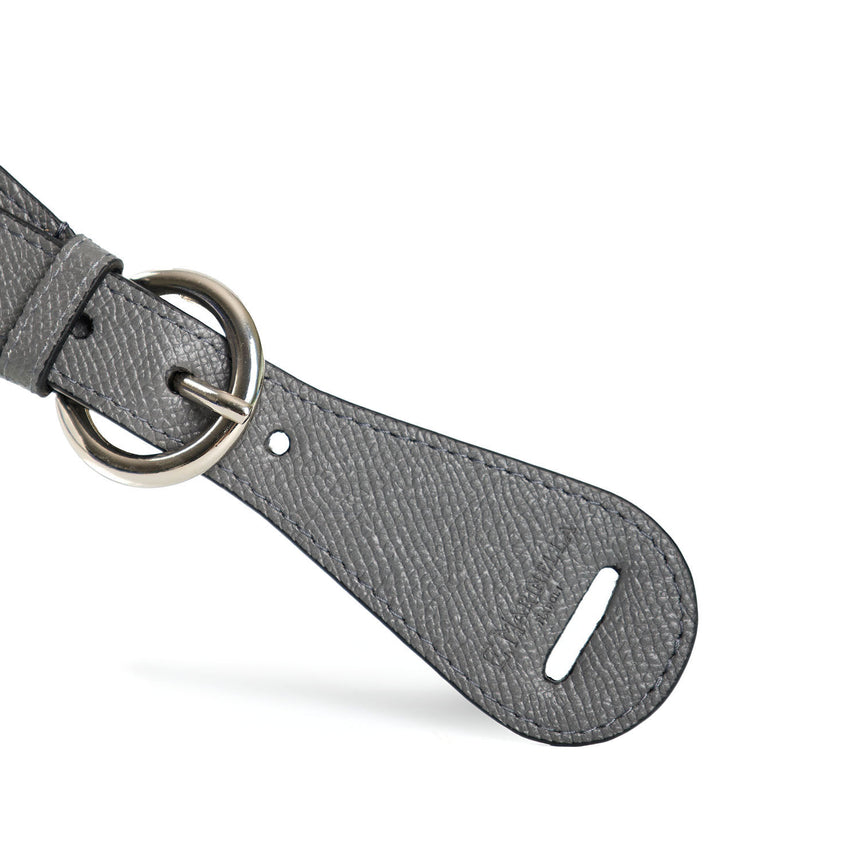 DARK GREY LEATHER SCARF-BUCKLE