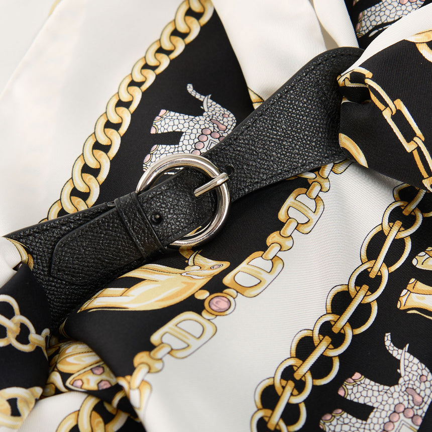 BLACK LEATHER SCARF-BUCKLE