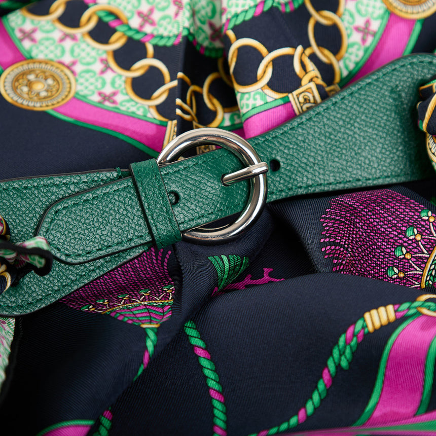 DARK GREEN LEATHER SCARF-BUCKLE