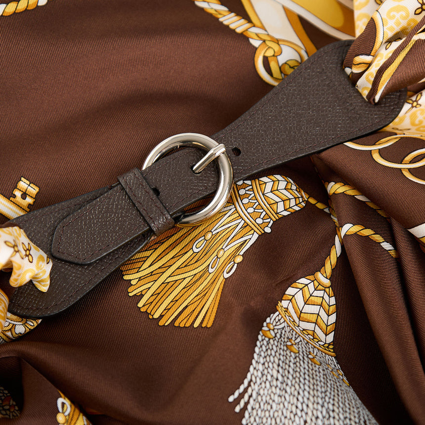 DARK BROWN LEATHER SCARF-BUCKLE