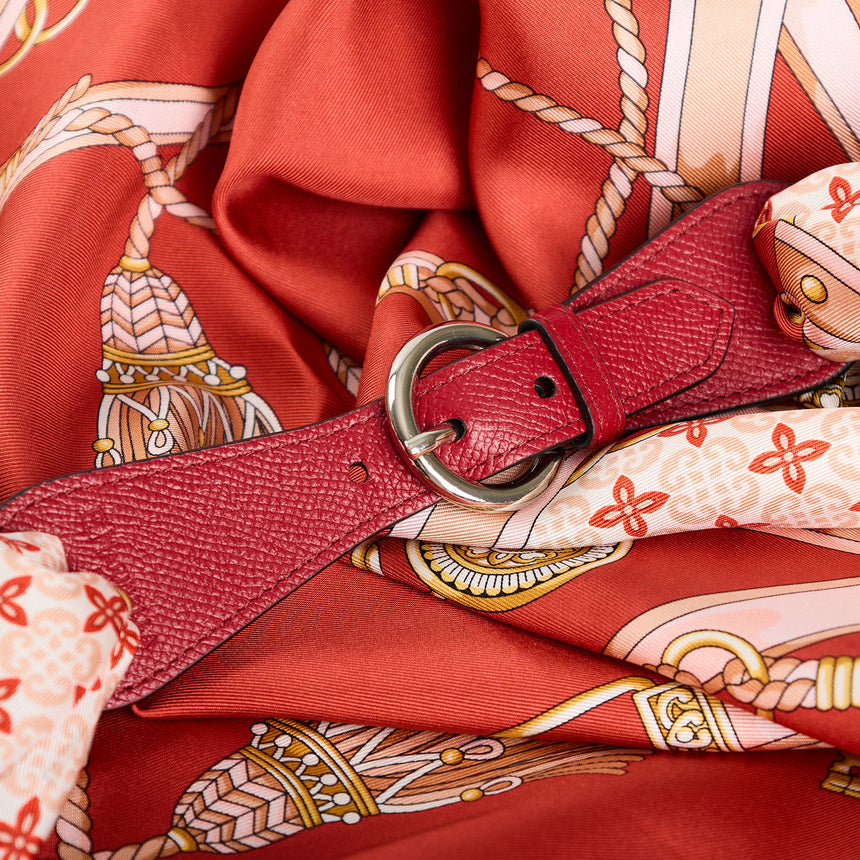 BURGUNDY LEATHER SCARF-BUCKLE