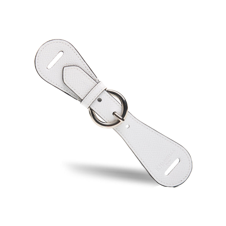 WHITE LEATHER SCARF-BUCKLE
