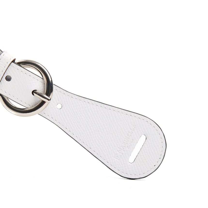 WHITE LEATHER SCARF-BUCKLE