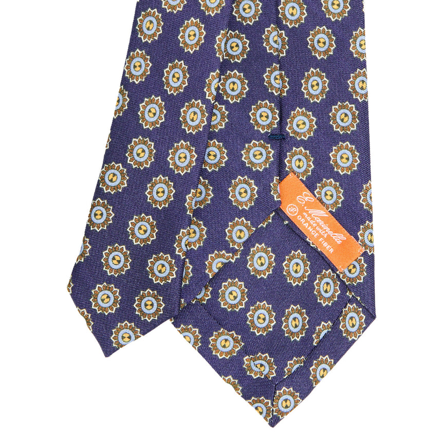 CRAVATTA IN SETA E ORANGE FIBER BLU