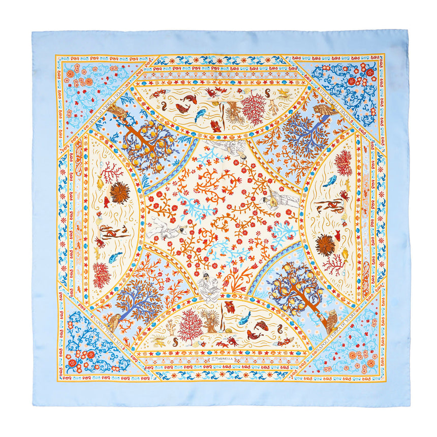 LIGHT BLUE SILK SCARF 90
