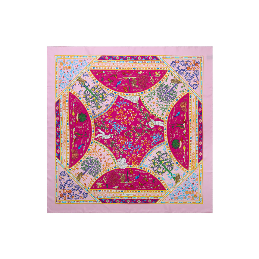 PINK PRINTED SILK SCARF 90
