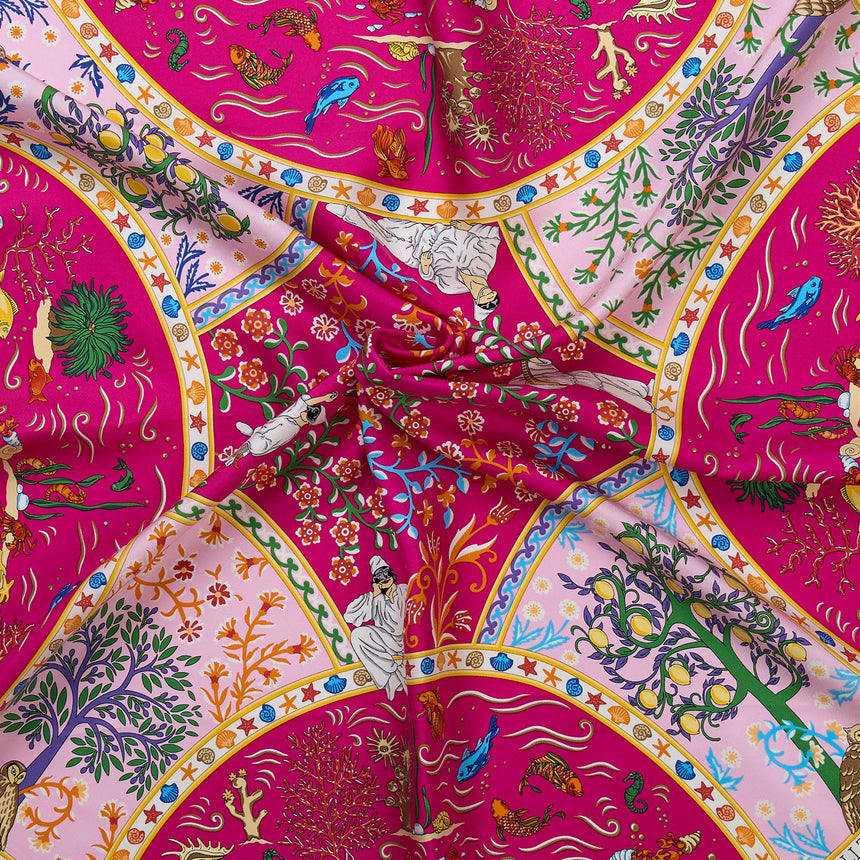 PINK PRINTED SILK SCARF 90