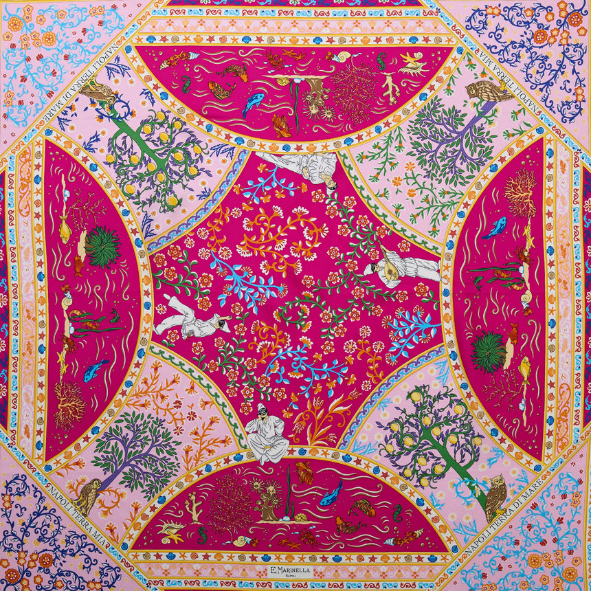 PINK PRINTED SILK SCARF 90