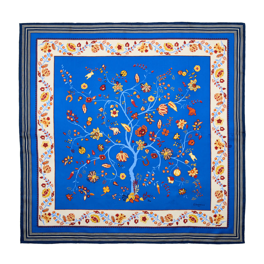 FOULARD IN SETA 90 BLU