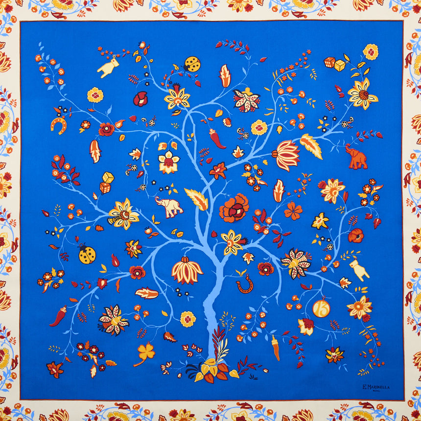 FOULARD IN SETA 90 BLU