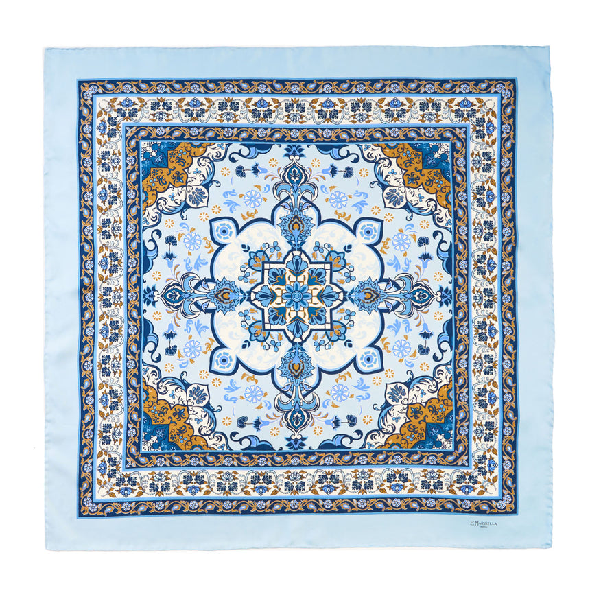 LIGHT BLUE SILK SCARF 90