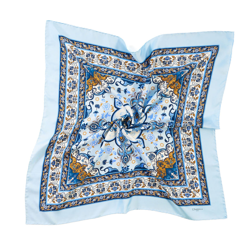 LIGHT BLUE SILK SCARF 90