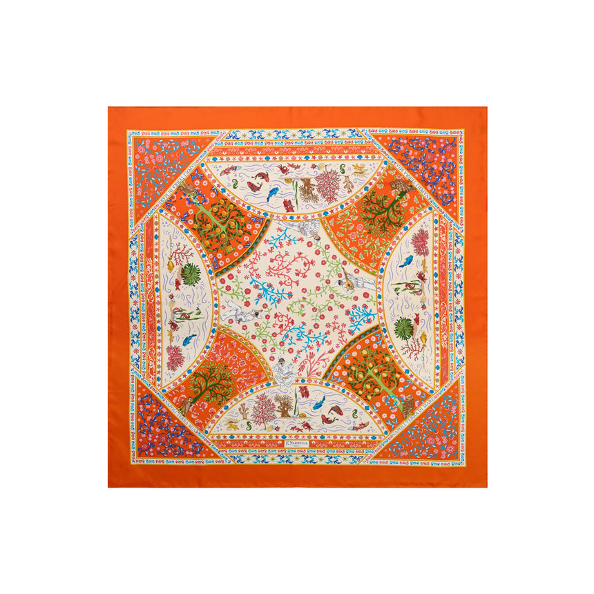 FOULARD IN SETA STAMPATA 90 ARANCIONE