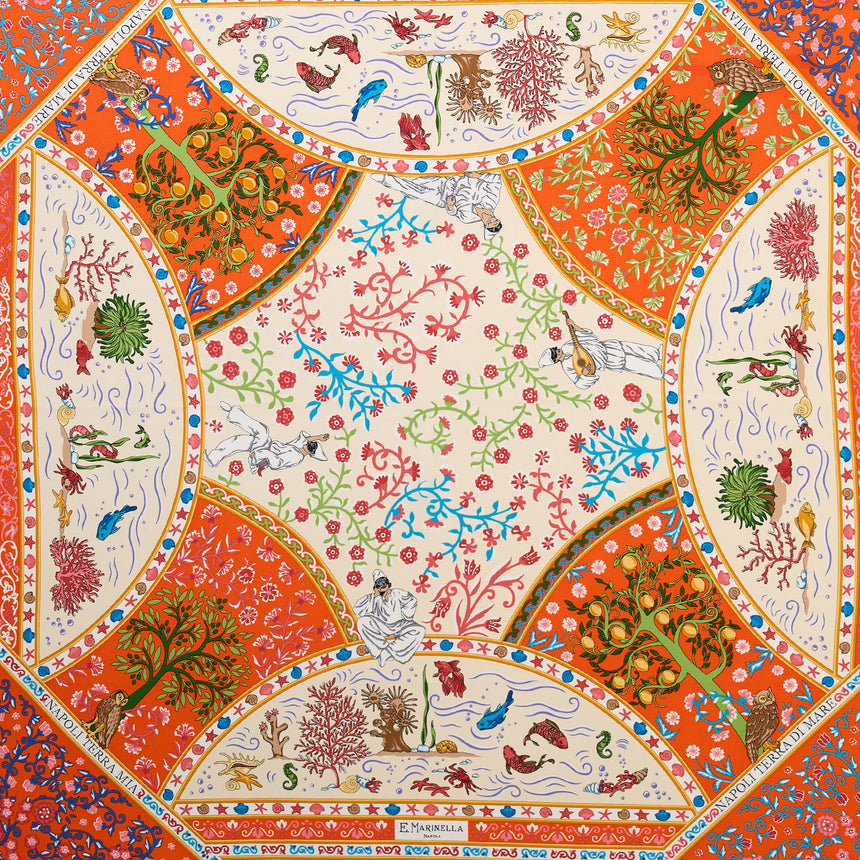 FOULARD IN SETA STAMPATA 90 ARANCIONE