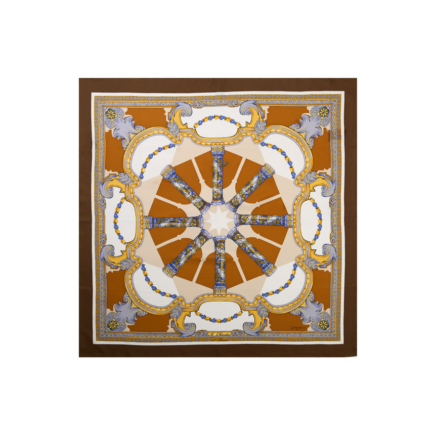 FOULARD IN SETA STAMPATA 90 MARRONE SCURO