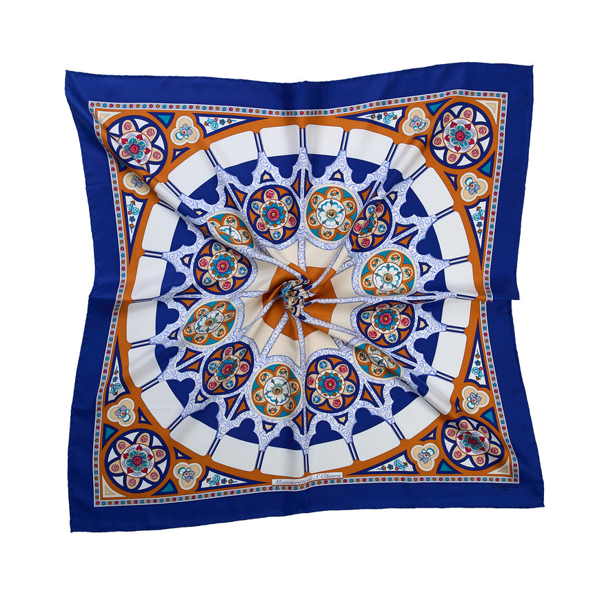 FOULARD IN SETA STAMPATA 90 BLU