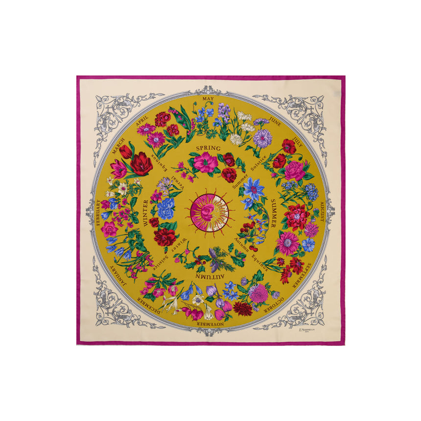FOULARD IN SETA STAMPATA 90 GIALLO