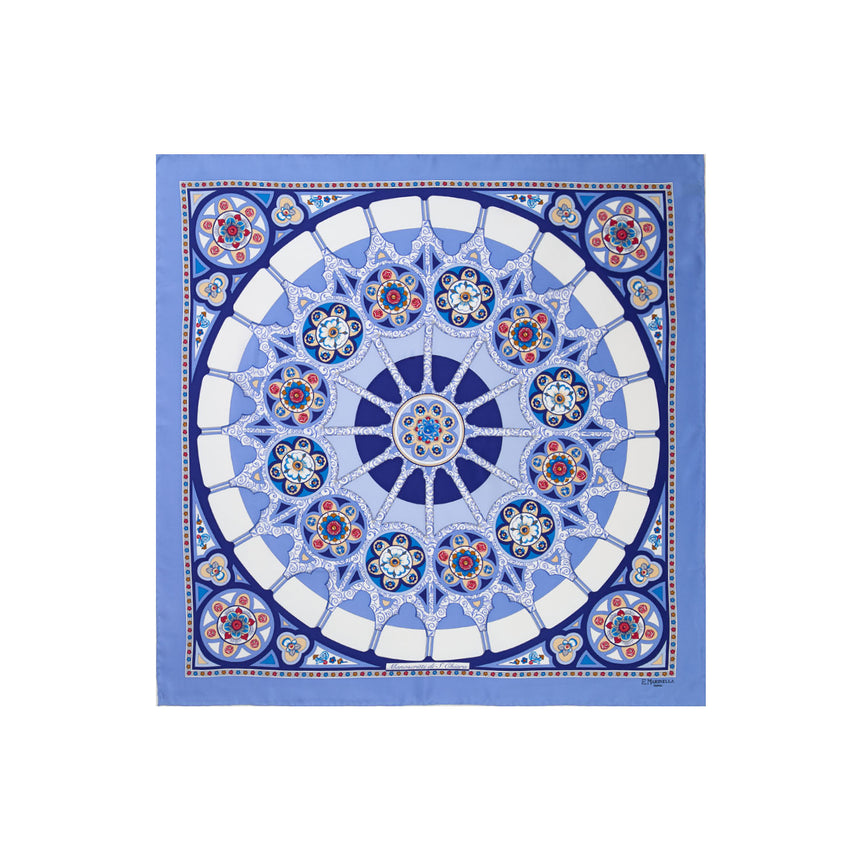 FOULARD IN SETA STAMPATA 90 AZZURRO