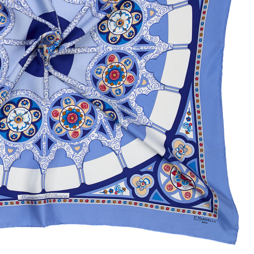 FOULARD IN SETA STAMPATA 90 AZZURRO