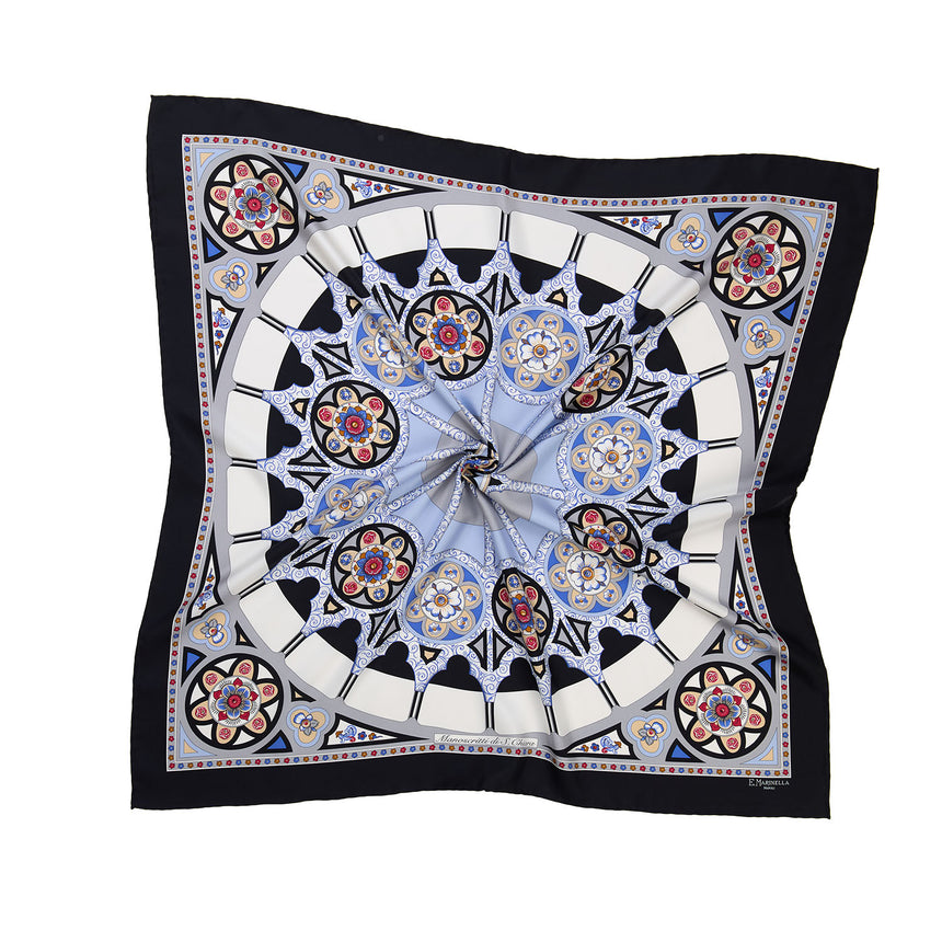 FOULARD IN SETA STAMPATA 90 NERO