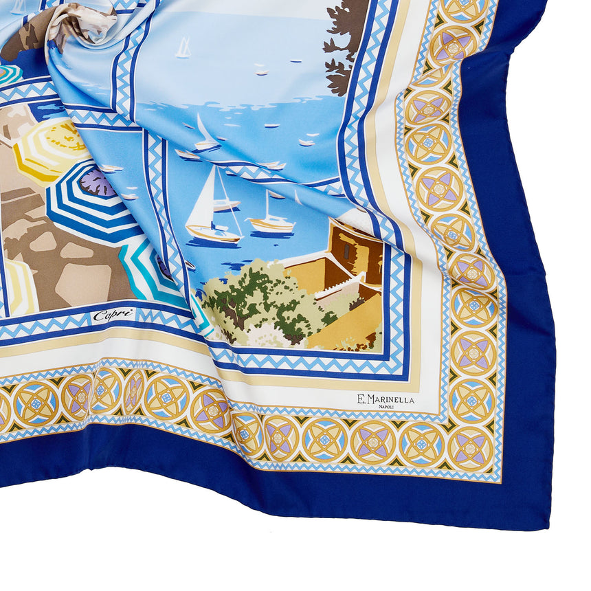 FOULARD IN SETA STAMPATA 90 BLU