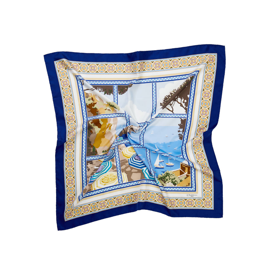 FOULARD IN SETA STAMPATA 90 BLU